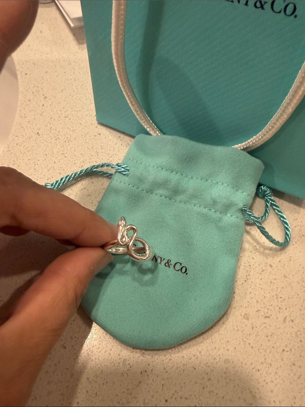 Tiffany & Co. Sterling Silver Knot Ring with Tiffany Blue Pouch